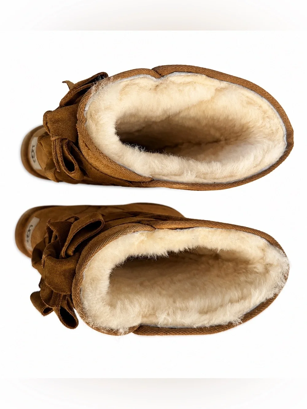UGG Allegra Bow II Suede Sheepskin Chestnut Brown Winter Boots Size 7 NWOT